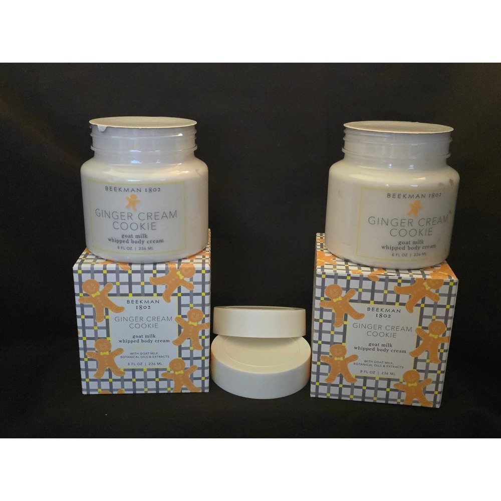 Beekman 1802 Ginger Cream Cookie Whipped Body Cream Set 2 Jars 8oz with Tin - Picture 4 of 9